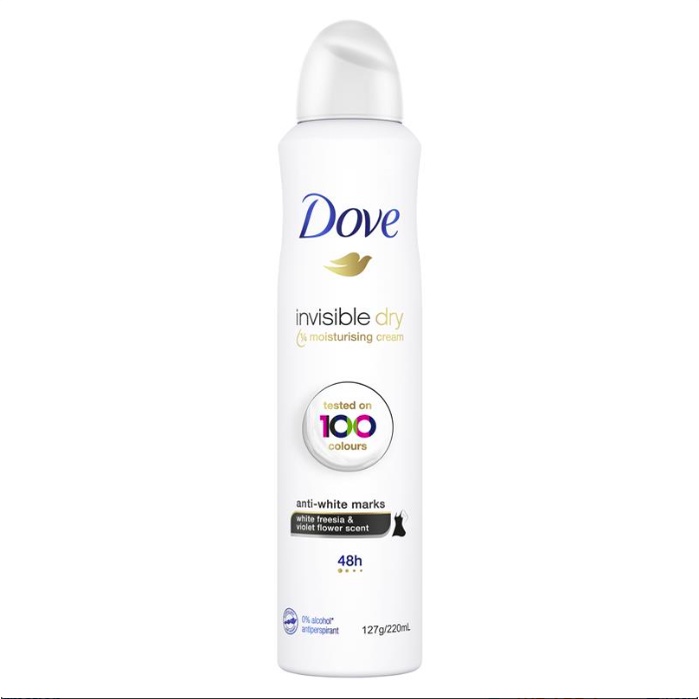 Xịt khử mùi nữ Dove ngăn ngừa mồ hôi và khô thoáng vùng da dưới cánh tay 220ml Úc