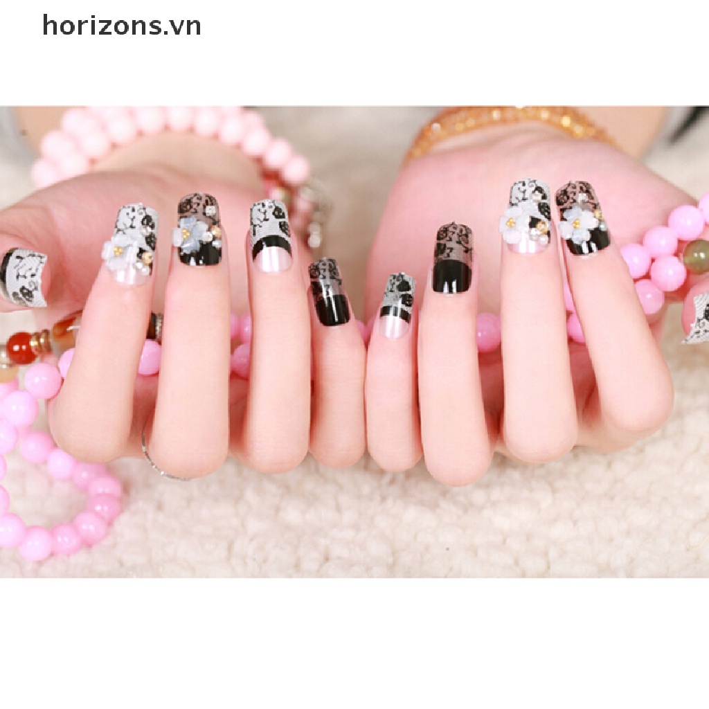 (Hàng Mới Về) Set 24 Móng Tay Giả acrylic Trang Trí Nghệ Thuật