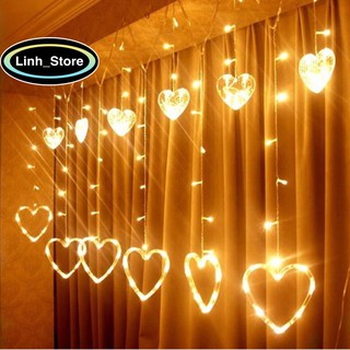 [DÀI 5M] Đèn LED Mành Trái Tim Trang Trí Dài 5M, Đèn Nháy Led Trái Tim Cực Xinh