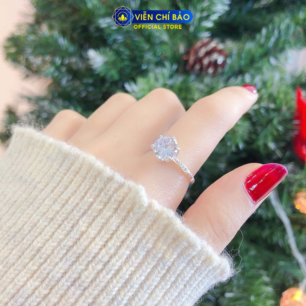 Nhẫn bạc nữ đính đá Nice chất liệu bạc S925 thời trang phụ kiện trang sức nữ thương hiệu Viễn Chí Bảo N400495