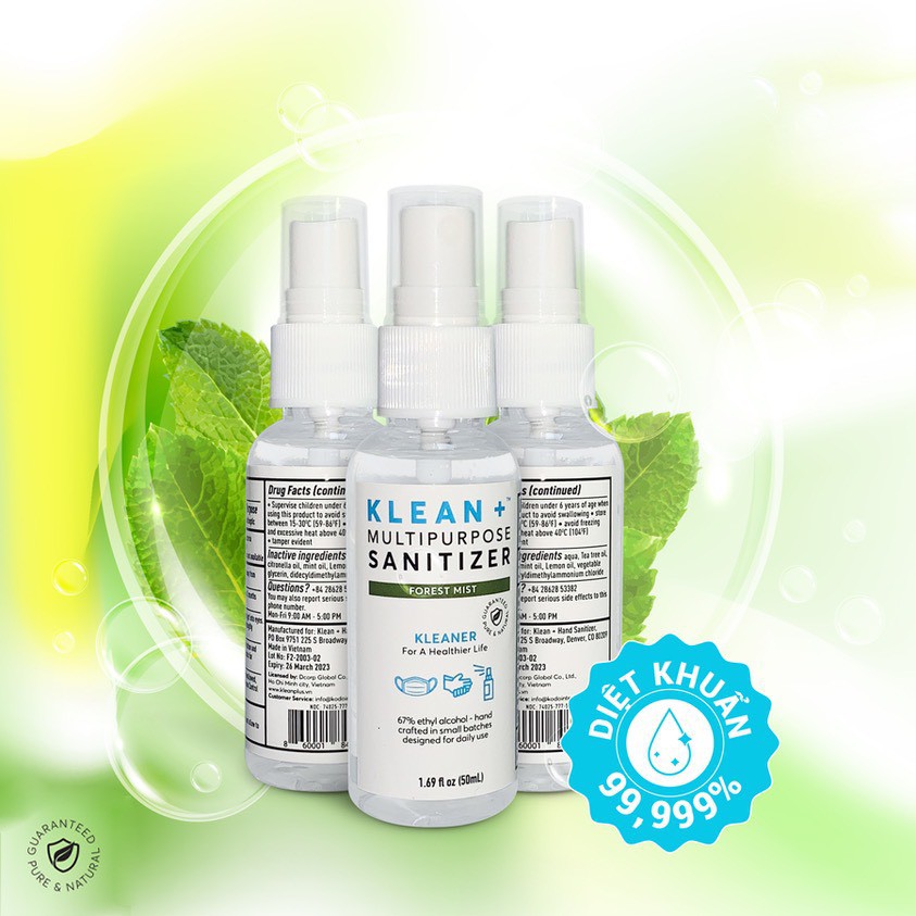 Nước xịt khuẩn đa năng bỏ túi Klean 50ML/KLEAN + HAND MUTIPURPOSE SANITIZER | BigBuy360 - bigbuy360.vn