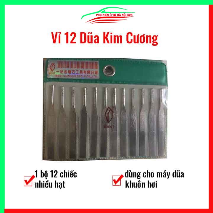 Vỉ 12 dũa kim cương dành cho máy dũa khuôn hơi - độ hạt #400