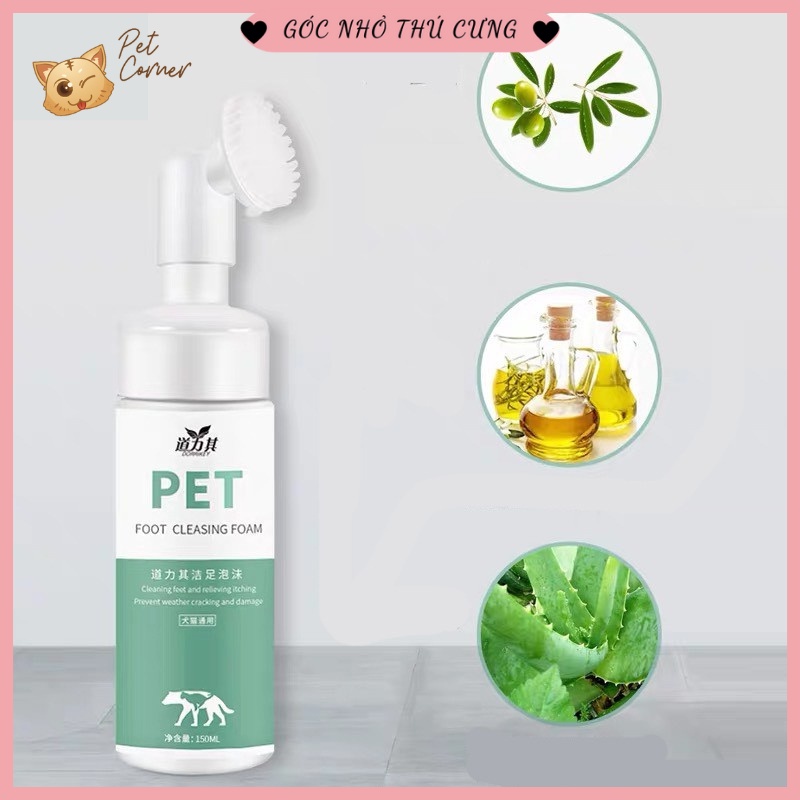 [Mã 44FMCGSALE1 giảm 10% đơn 250K] Bọt rửa chân cho chó mèo Borammy 150ml (Dụng cụ làm sạch bàn chân cho thú cưng)