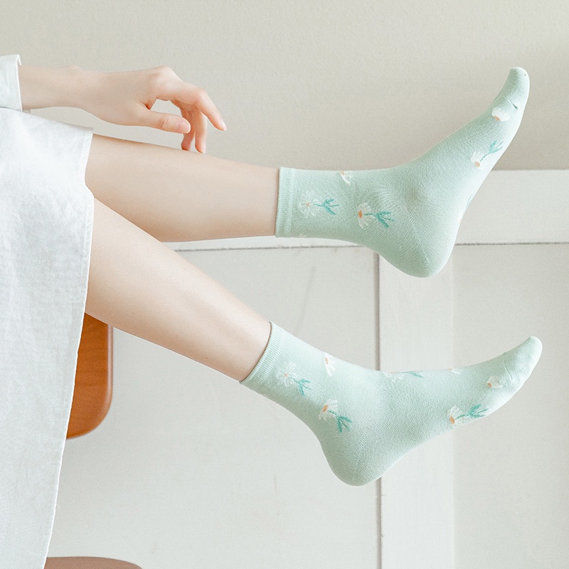 Vớ Cổ Cao Màu Trắng Phong Cách Vintage Cho Nữ