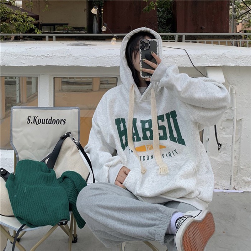 Áo Hoodie Dáng Rộng Dày Dặn Thời Trang Thu Đông Cho Nữ
