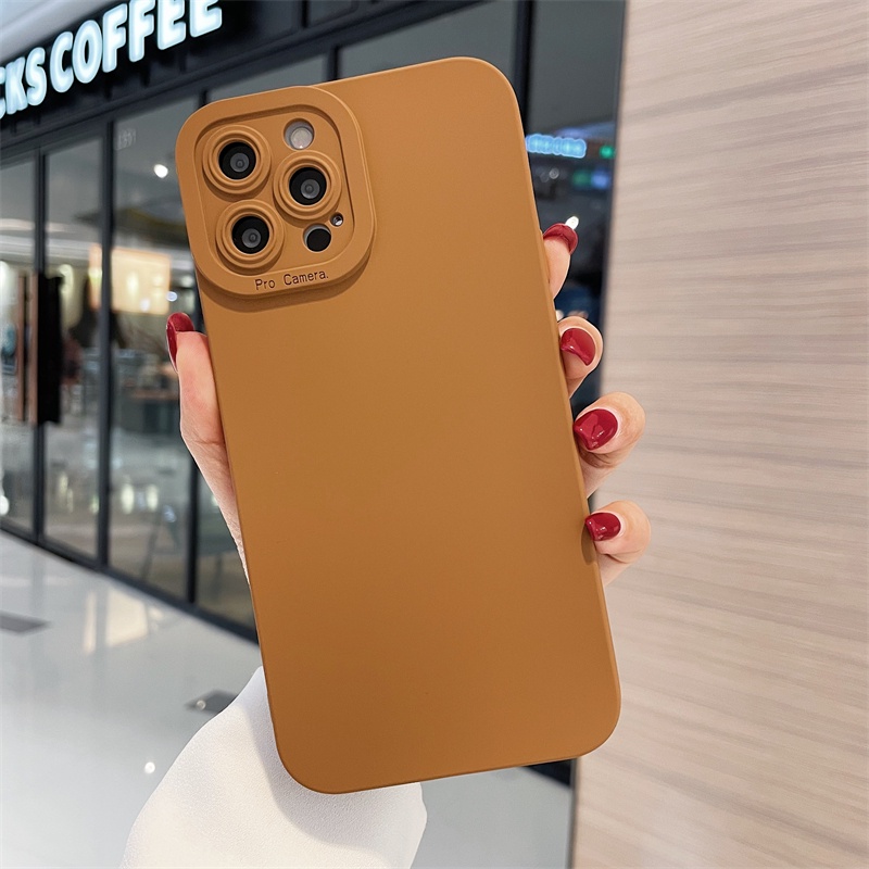 Ốp Điện Thoại Silicon Dẻo Màu Trơn Bảo Vệ Camera Cho iPhone 13 12 11 Pro Max 13Pro 12Pro 11Pro X XS XR 8 7 6 6S Plus