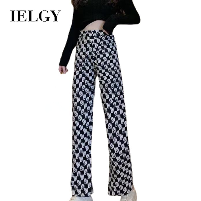 Quần dài IELGY lưng cao ống rộng thời trang Hàn Quốc cho nữ