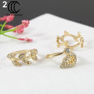 Set 3 nhẫn midi kiểu chiếc lá dễ thương dành cho nữ