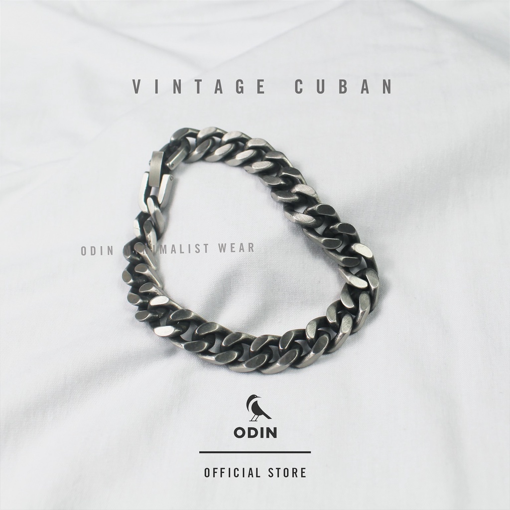 [TẶNG KÈM NHẪN] Vòng tay Cuban Vintage Chain - Phong cách cổ điển- 100% Titanium