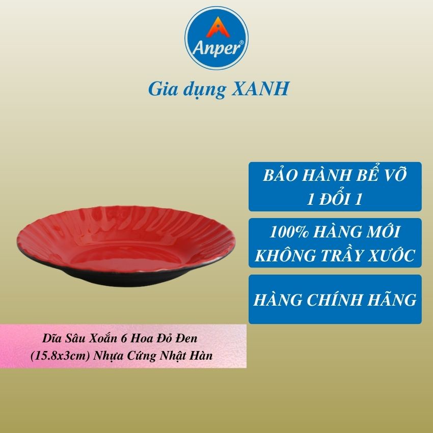 Đĩa đĩa nhựa melamine ANPER plate dĩa sâu nhật hàn cứng cao cấp an toàn sang trọng