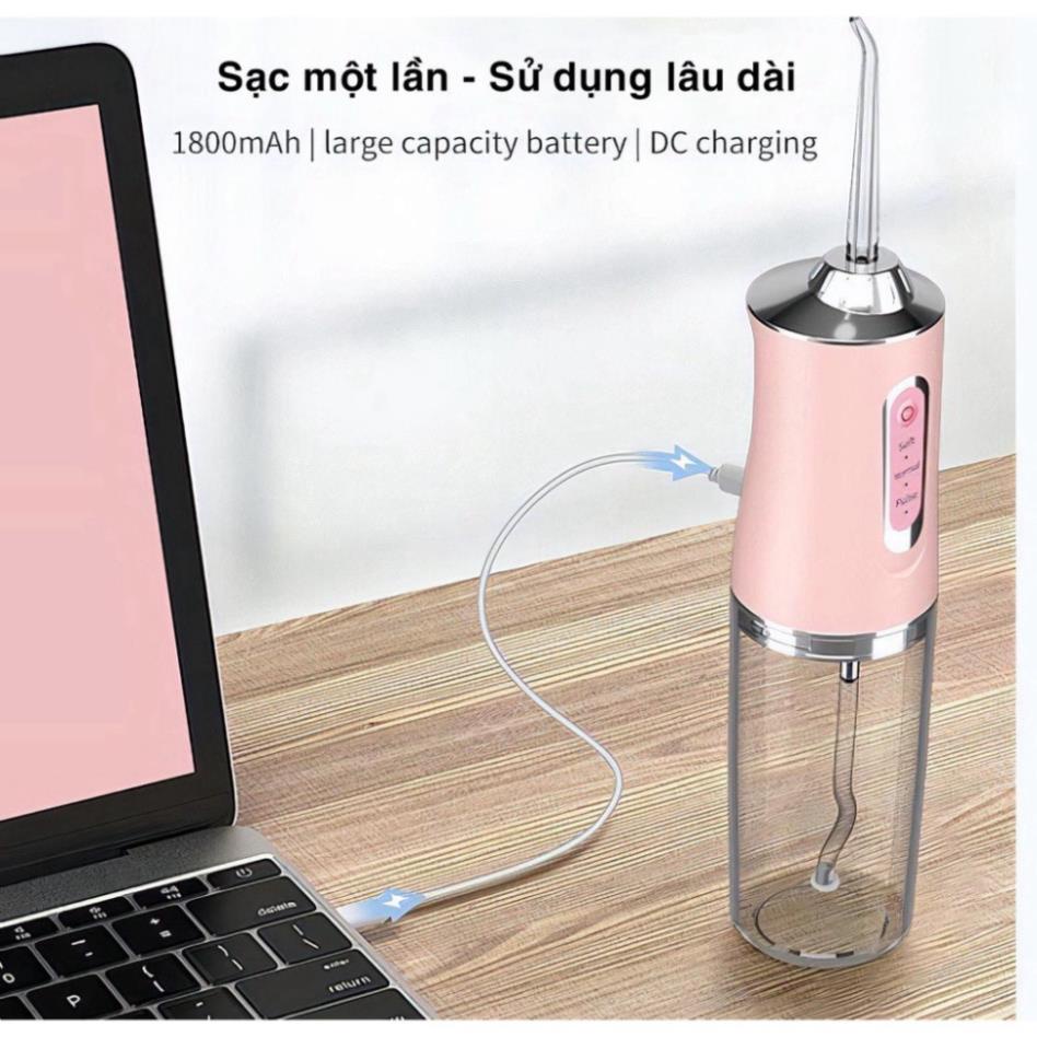 Máy tăm nước cầm tay xiaomi - Tăm nước xịt vệ sinh làm sạch kẽ răng miệng công nghệ Châu Âu, 3 chế độ xịt chuẩn nha khoa