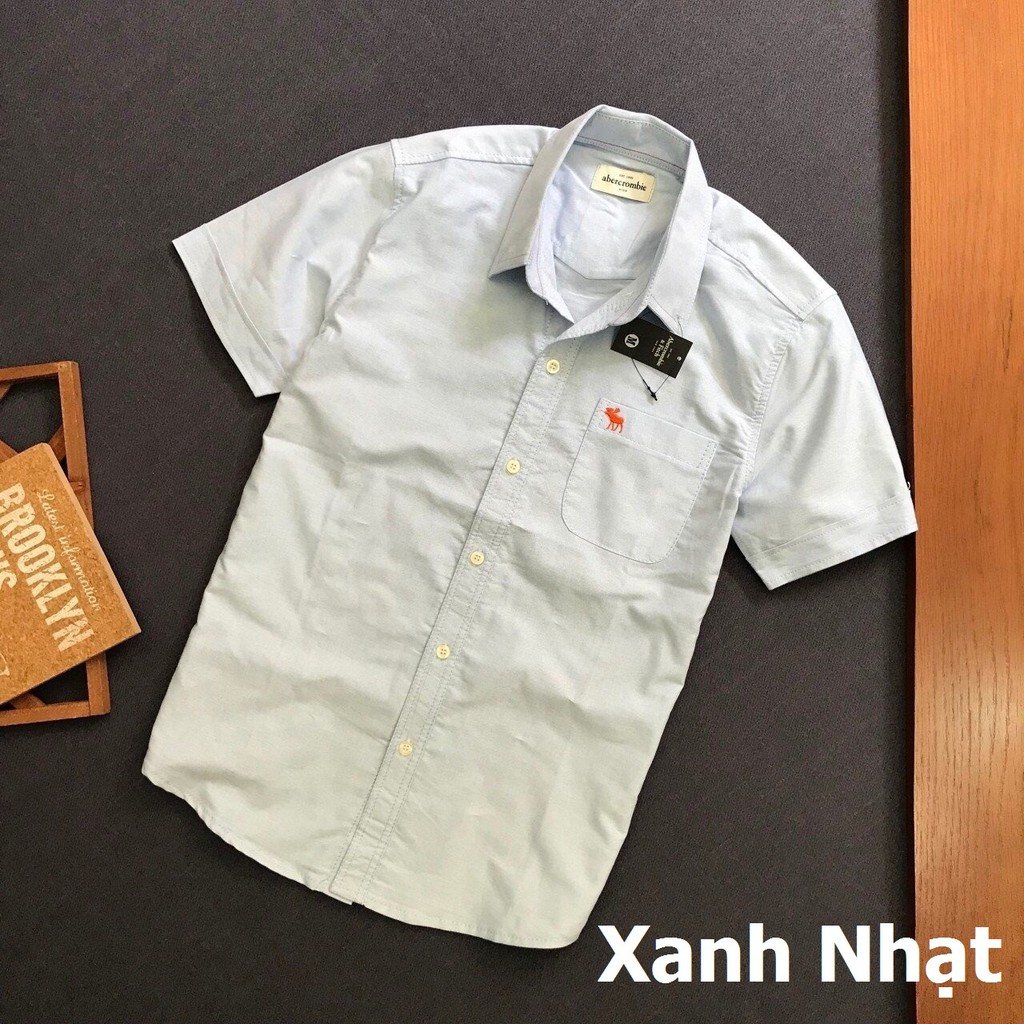 Áo sơ mi nam tay ngắn logo thêu phối túi mẫu mới 2019 ASMDBP019