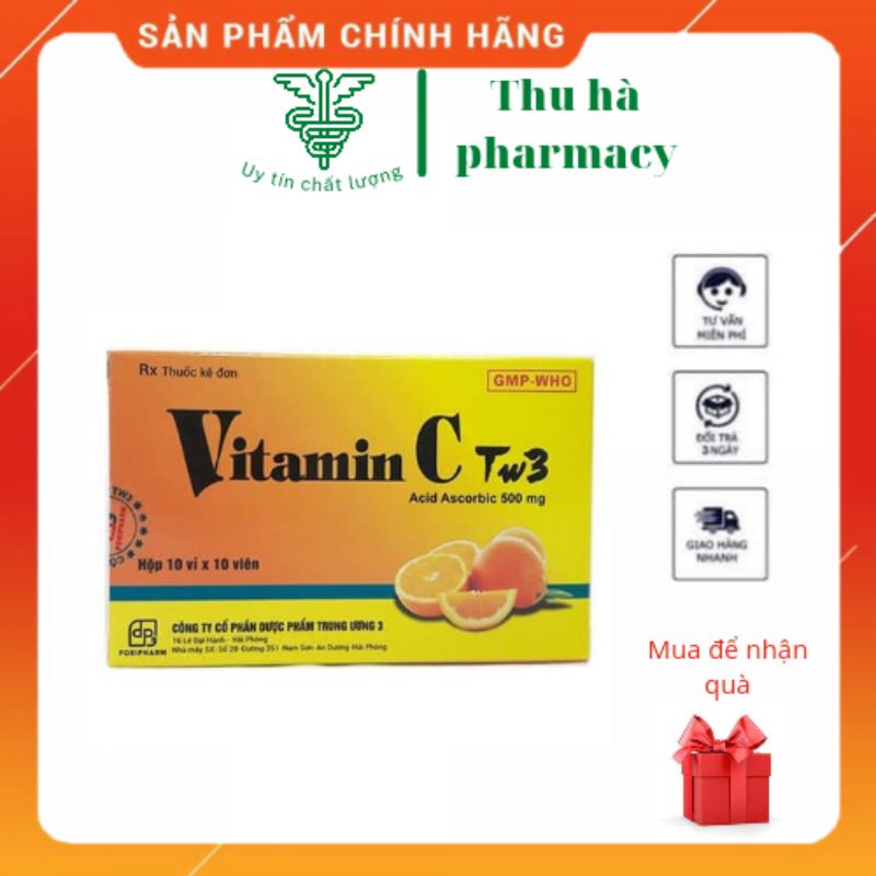 [ CHÍNH HÃNG ] Vitamin C TW3 500mg tăng cường đề kháng hộp 100 viên