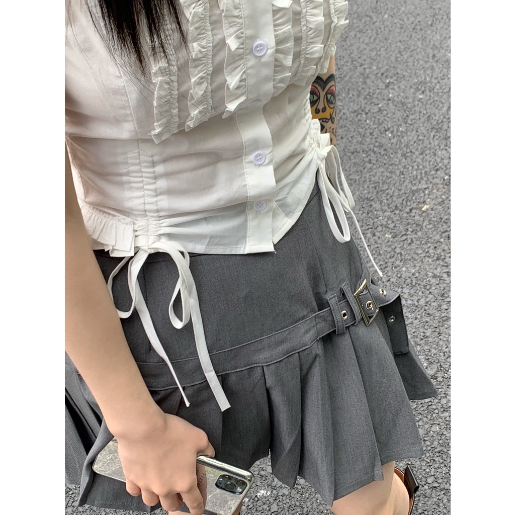 Áo vest màu trắng dây rút ren tươi mát phong cách nữ sinh | BigBuy360 - bigbuy360.vn