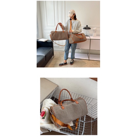 Túi Du Lịch Ngắn Dệt Kim Họa Tiết Houndstooth Phong Cách Hàn Quốc Thời Trang Mới 2022