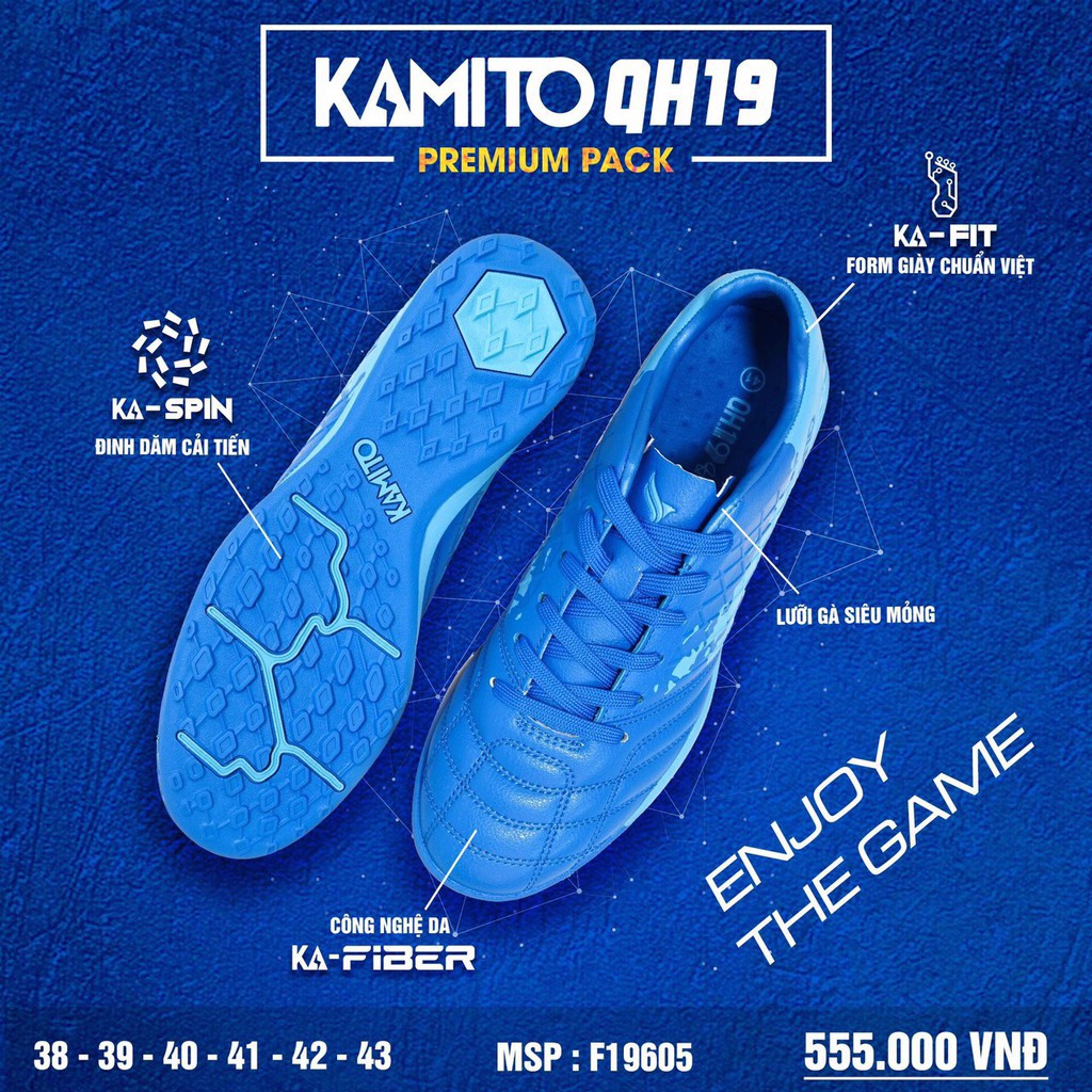 Giày đá bóng QUANG HẢI KAMITO chính hãng, giày đá bóng đá bóng  sân cỏ nhân tạo [ tặng thêm túi rút đựng giày]