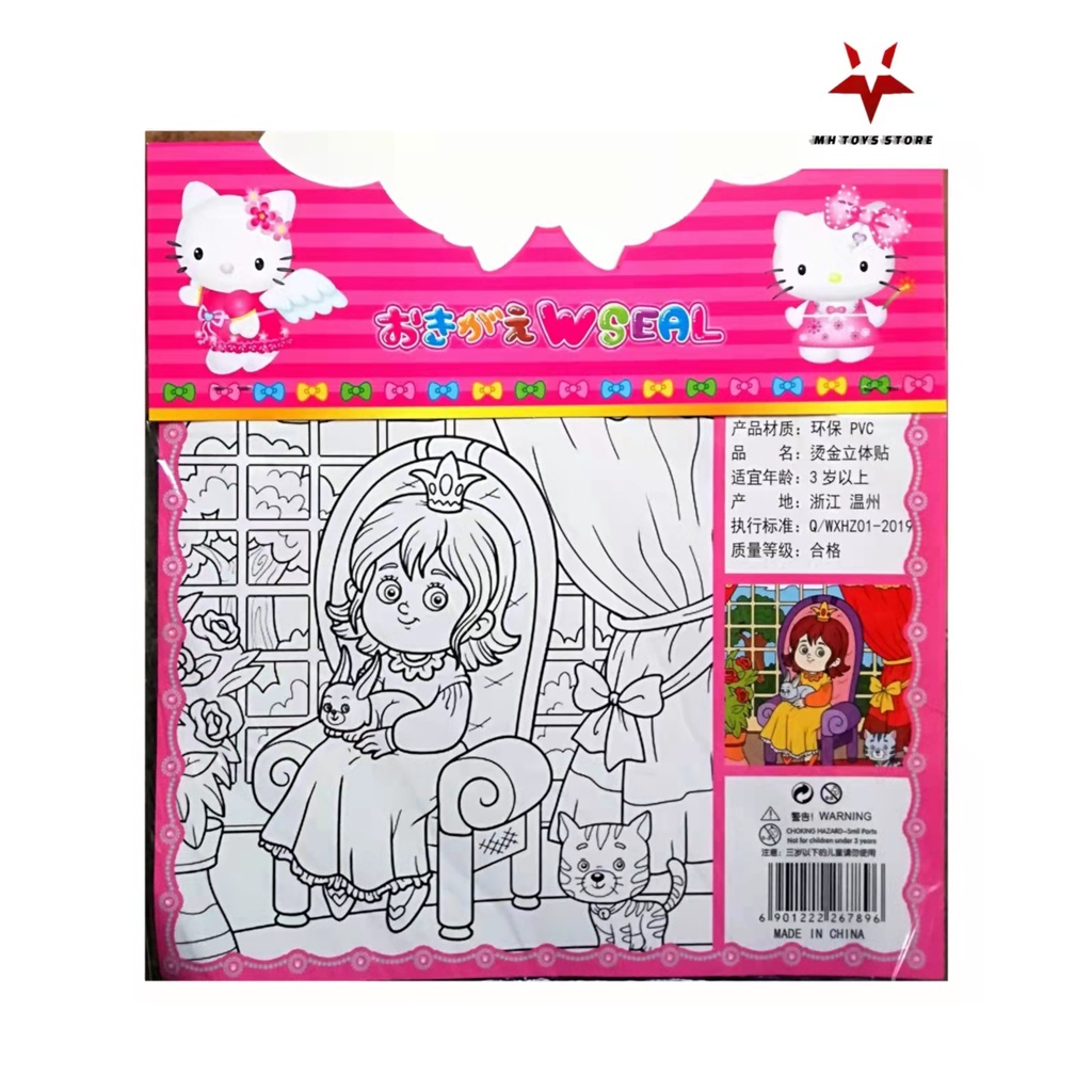 Hình dán stickers Hello Kitty nổi 3D- 2 in 1 trên 100 hình