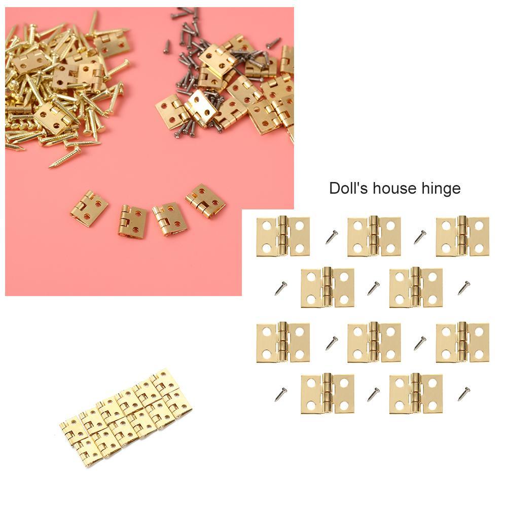 BEBETTERM Set 10 / 20 Bản Lề 8x10mm Kèm Ốc Vít Kim Loại Mini Trang Trí Nhà Búp Bê