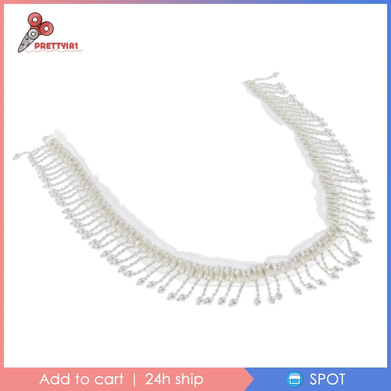 Cuộn Dây Ruy Băng Đính Ngọc Trai Tua Rua Dài 1 Yard Dùng Trang Trí Váy