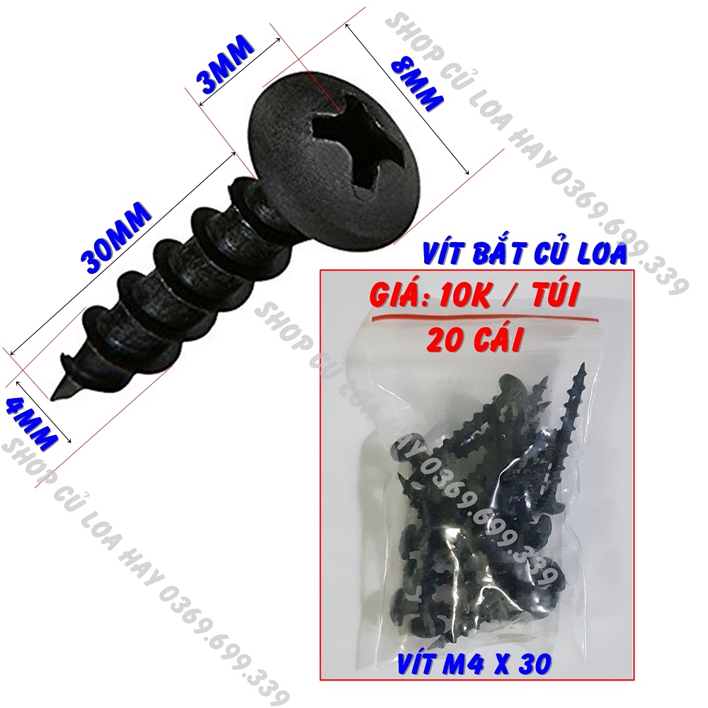 Vít bắt loa ren gỗ thưa M4x30