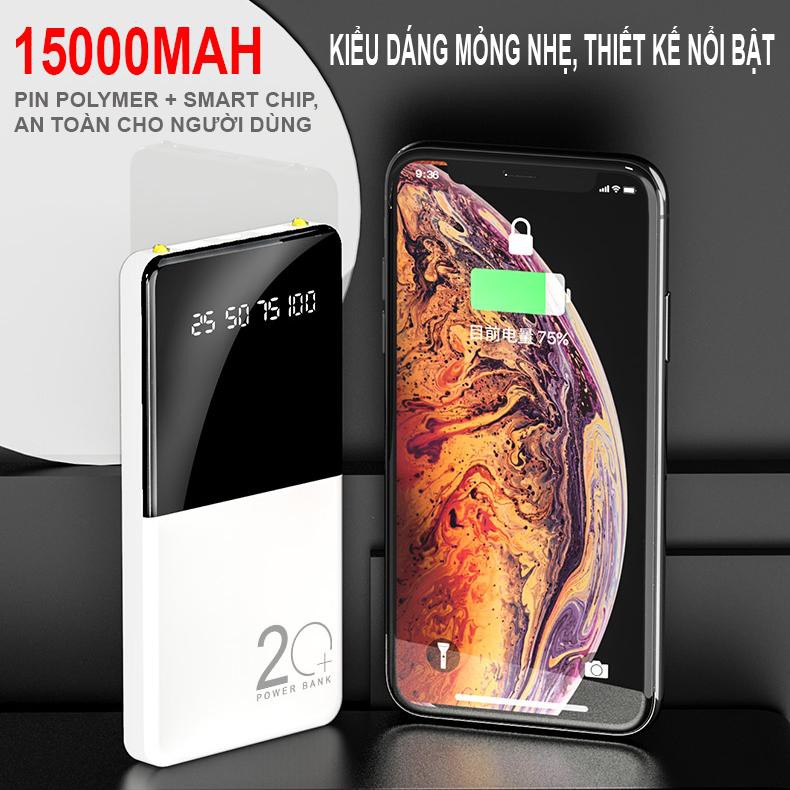 Sạc dự phòng BunBea 15000mAh Dẹp T109