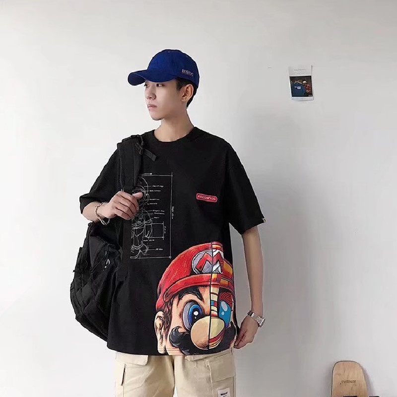 Áo Thun Tay Lỡ In Họa Tiết Hoạt Hình Phong Cách Nhật Bản Thời Trang Cho Nam Size M-3XL