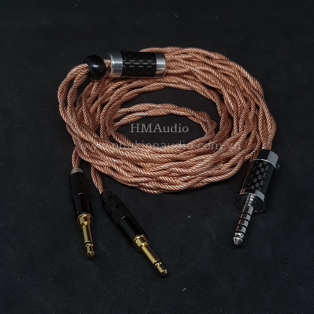 Dây tai nghe đồng OFC 1.8mm tết 4 - Hifiman Dual 3.5mm
