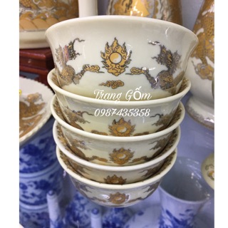 Bộ 10 bát rồng thờ men vàng