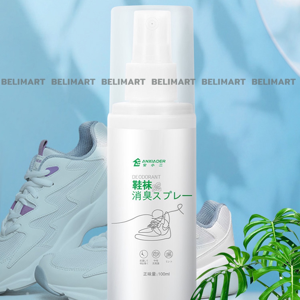 Xịt khử mùi giày dép 100ml giúp kháng khuẩn, tạo hương thơm dịu nhẹ BELI BL032