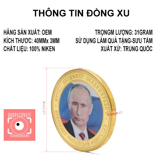 Đồng xu lưu niệm nữ tổng thống Nga Vladimir Putin