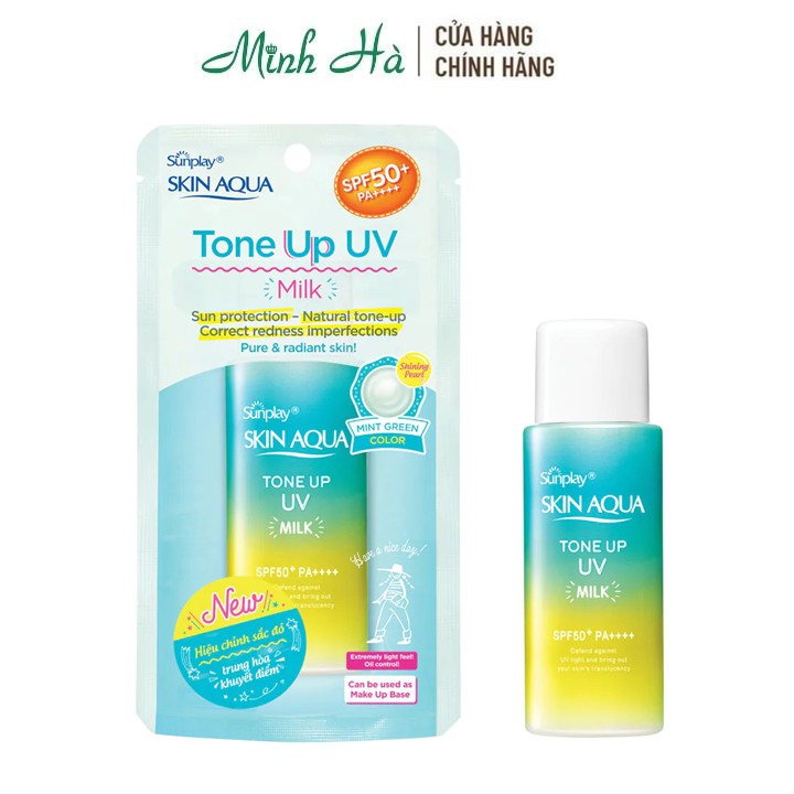 Sữa chống nắng Sunplay Skin Aqua Tone Up UV Milk SPF50+ PA++++ Pure &amp; Radiant Skin 50g