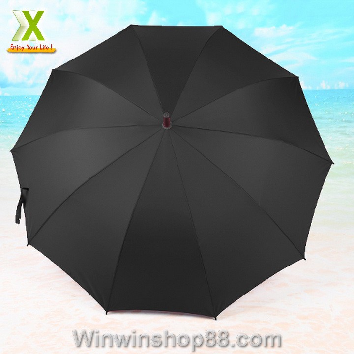 Ô dù che mưa cán cong có nút bấm tự động màu đen - Do_luu_niem