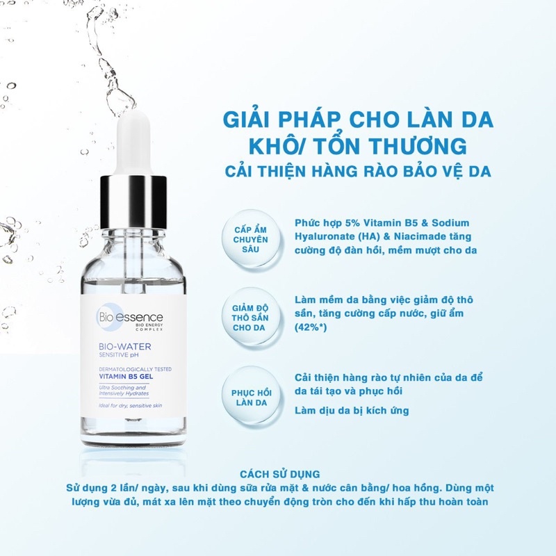 [ SALE SHOCK] COMBO BIO- ESSENCE TINH CHẤT VÀ KEM DƯỠNG BIO WATER VITAMIN B5( tặng 1 nước tẩy trang Bio- essence 100ml)