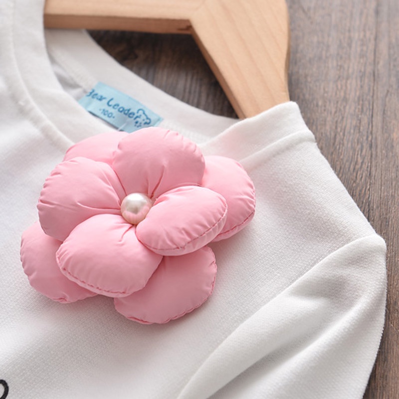 BEAR LEADER Set Đồ Mùa Thu 2023 Gồm Áo Thun Tay Dài In Họa Tiết Hoa Và Chân Váy Lưới Cho Bé Gái 2-6 Tuổi