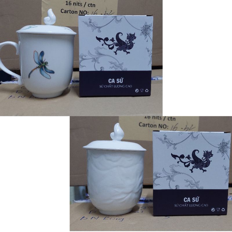 Hộp giấy quà tặng ca trà gốm sứ cao cấp Minh Long