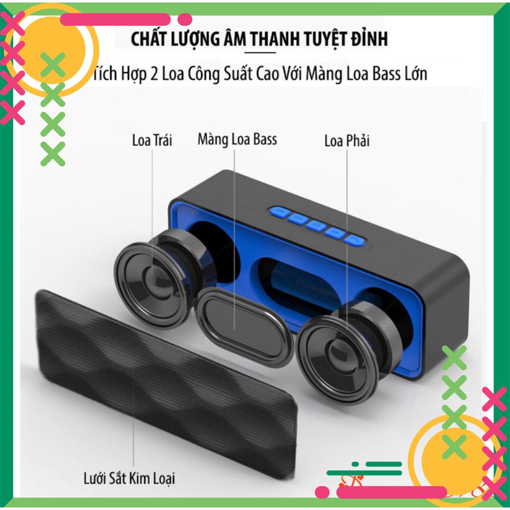 [FREE SHIP] Loa Bluetooth Siêu Trầm, Tích Hợp Loa Kép Cho ÂM Thanh Sống Động, Sắc Nét HOT