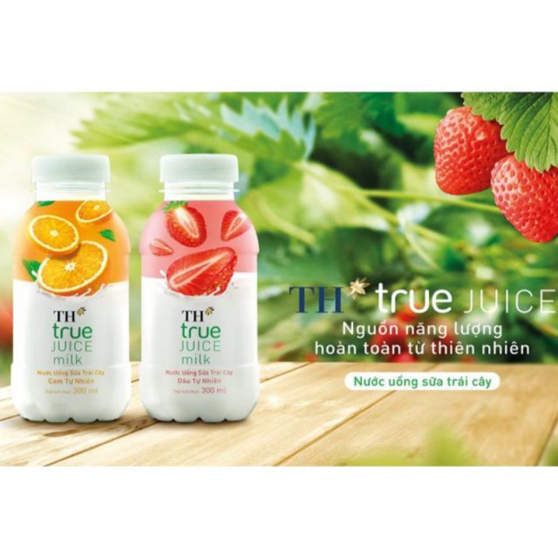 Nửa thùng sữa trái cây TH true JUICE 300ml × 12 chai ( Cam / Dâu / Đủ mùi)