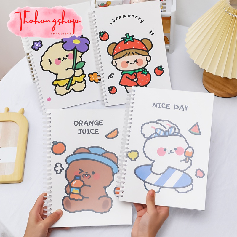 Sổ còng nhựa B5 kẻ ô vuông in hình dễ thương
