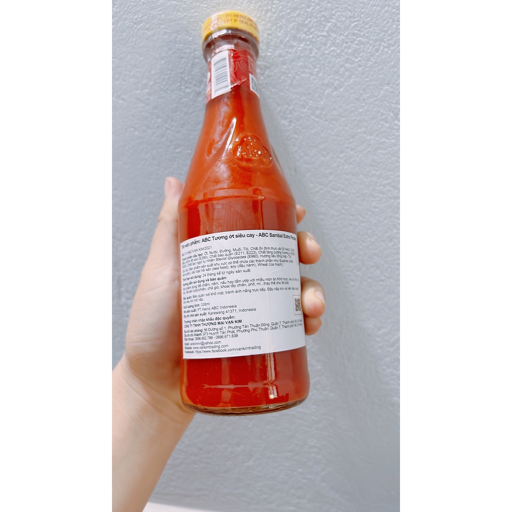 Tương Ớt Cay ABC Sambal EXtra Pedas Chai Thuỷ Tinh 335ml, Nhập Khẩu Indonesia, Chính Hãng