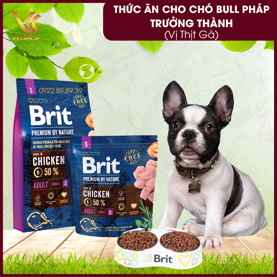 Hạt chó Bull Pháp trưởng thành trên 12 tháng , thức ăn hạt cho chó vị thịt gà tươi