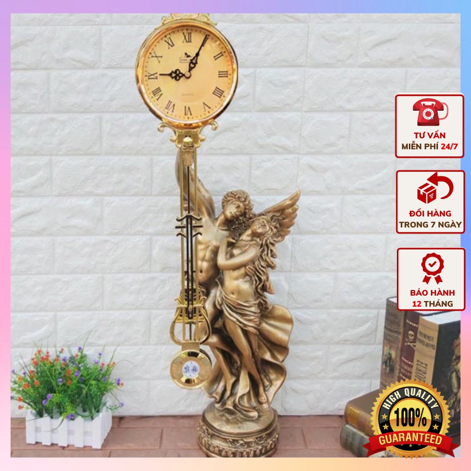 Đồng hồ để bàn TÂN CỔ ĐIỂN tượng cặp thiên thần tình yêu lãng mạn ngọt ngào sang trọng, lịch sự DH66