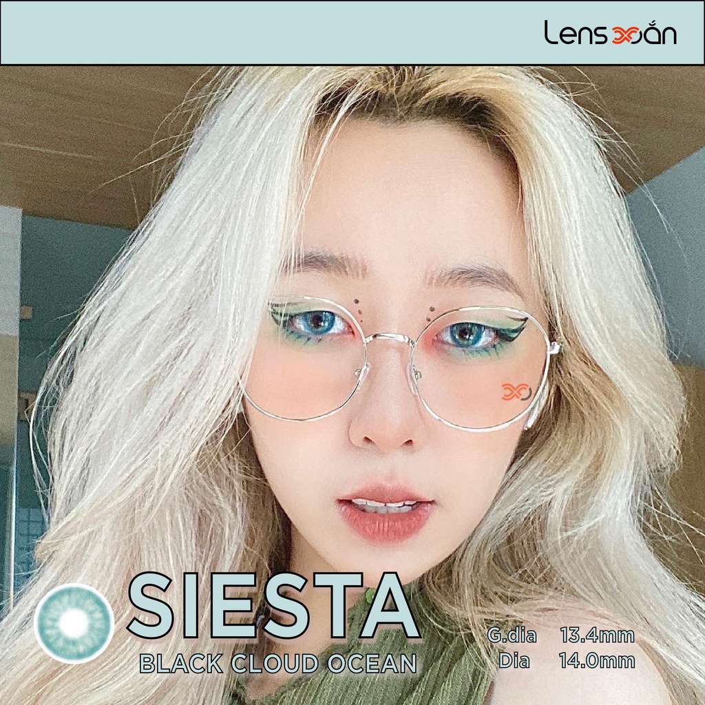 KÍNH ÁP TRÒNG CAO CẤP SIESTA BLACK CLOUD OCEAN: LENS XANH DƯƠNG SÁNG TÂY| PC HYDROGEL| COLOR CL|  LENS XOẮN