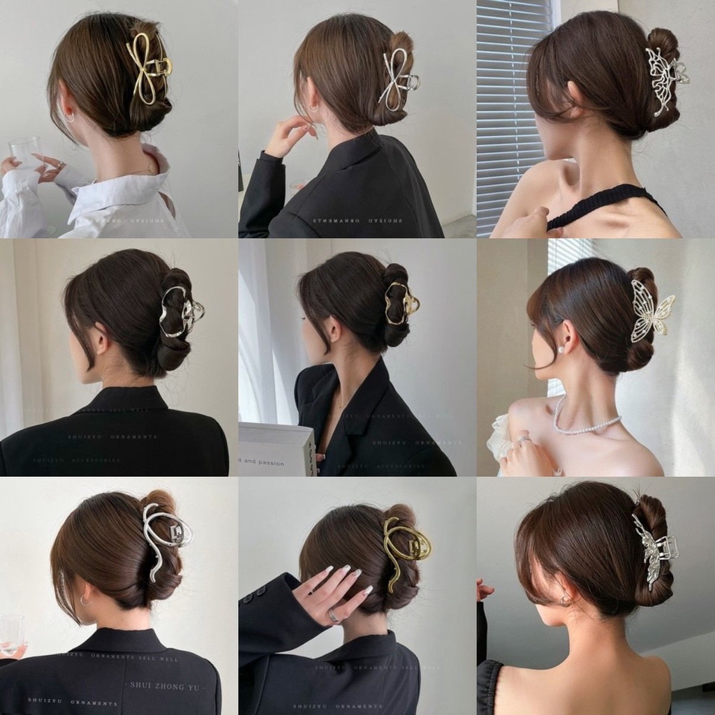 Kẹp Tóc Hình Nơ Bằng Kim Loại Phong Cách Hàn Quốc Cho Nữ