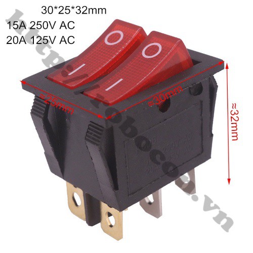 CÔNG TẮC BẬP BÊNH ĐÔI 20A-CÓ ĐÈN KCD6