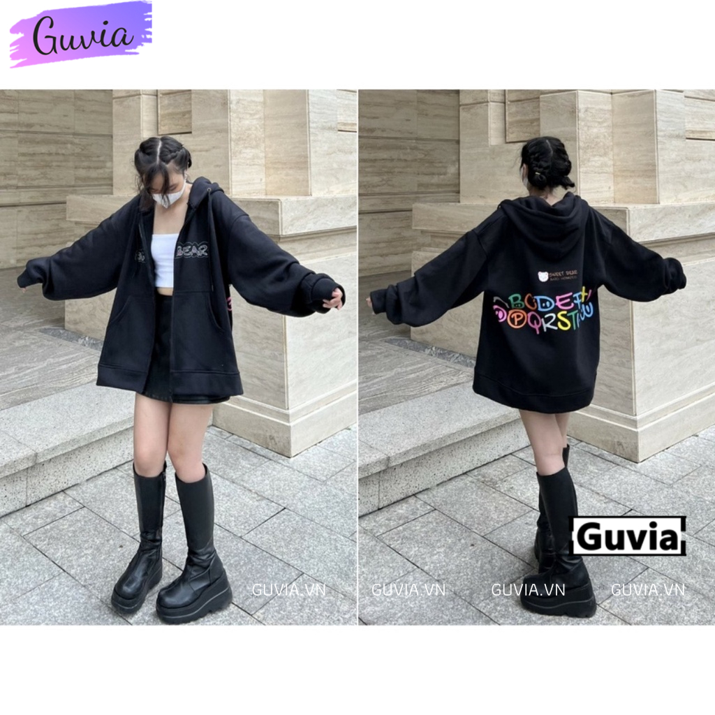 Áo Khoác Nỉ Hoodie SWEEDER Nam Nữ Ulzzang Unisex Tay Rộng Dây Kéo Form Rộng GUVIA