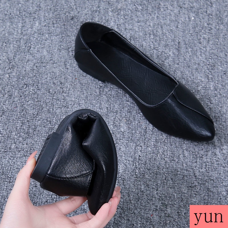 Giày Búp Bê Da Mềm Mũi Nhọn Đế Bệt Chống Trượt Thoáng Khí Thoải Mái Cho Nữ