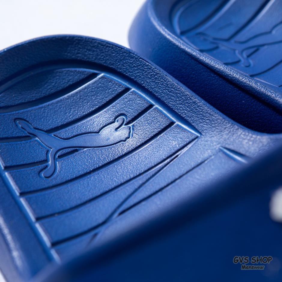 Dép Puma Divercat V2 màu xanh logo trắng  | Dép đúc liên khối không ngấm nước