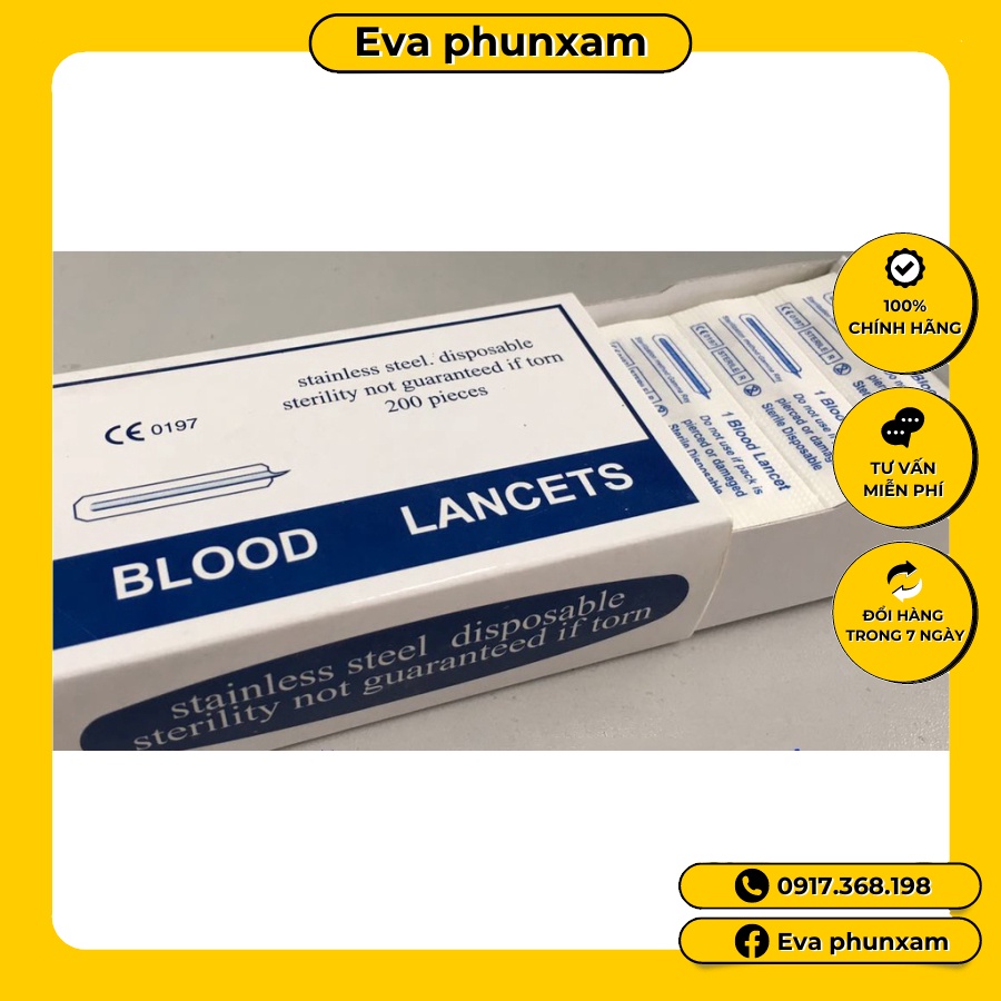 Kim chích mụn hộp 200 chiếc lancets