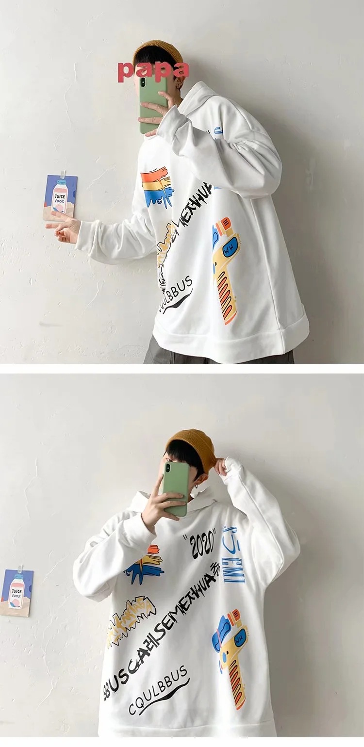 Áo Hoodie Dáng Rộng Họa Tiết Graffiti Cá Tính Cho Nam | BigBuy360 - bigbuy360.vn