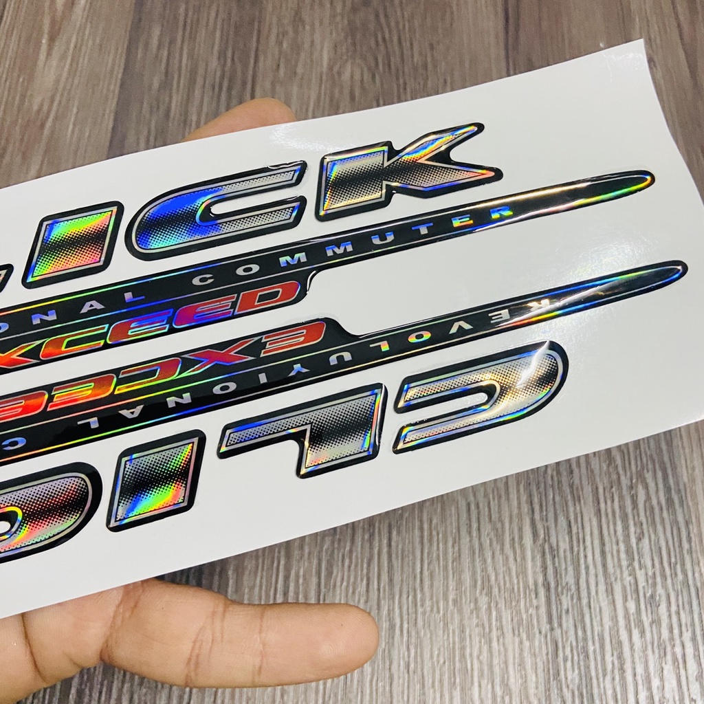 Bộ tem xe Honda CLICK 110cc chất liệu nhựa nổi dán trang trí dàn áo đời 2008, 2009, 2010